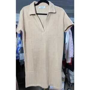 NWOT Double Zero Beige Short Sleeve Sweater Dress Size Small